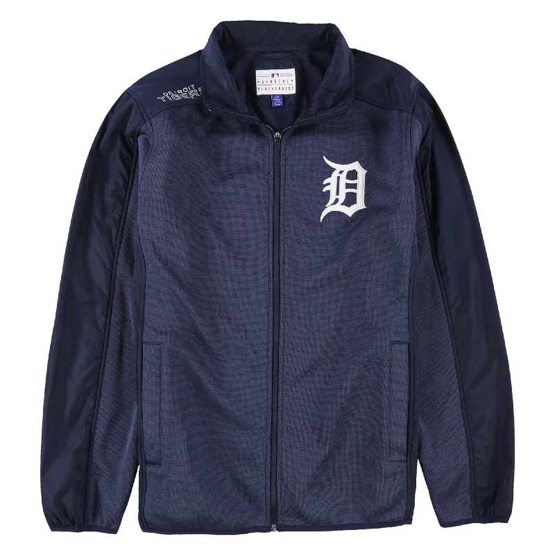 Men's weekend jackets-G-III Sports Mens Detroit Tigers Knit Jacket, Blue, Large