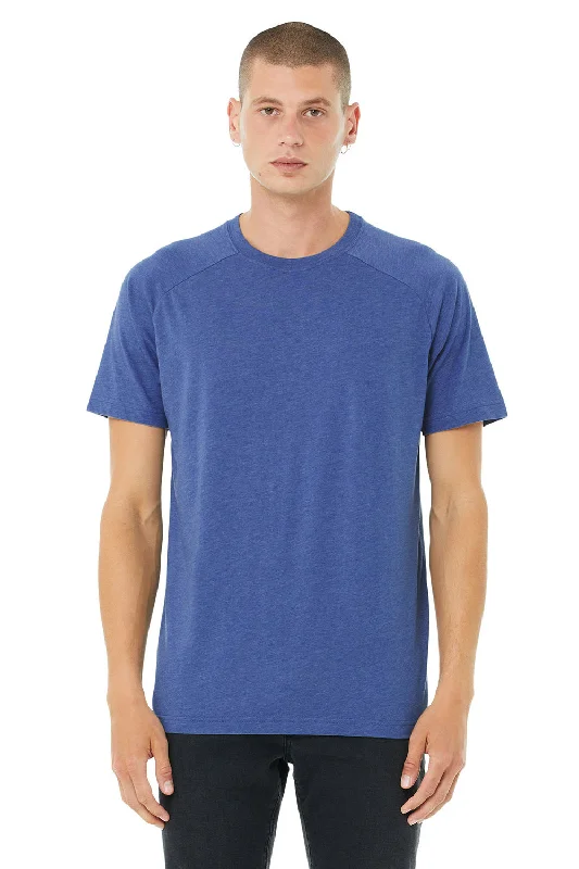 classic men’s short sleeve shirts with patterns -Bella + Canvas Mens CVC Raglan Short Sleeve Crewneck T-Shirt - Heather True Royal Blue