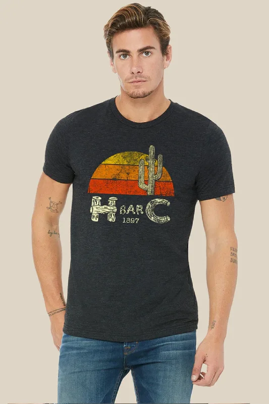 men’s relaxed fit summer short sleeve shirts -Cactus Sunset Unisex T-Shirt Black