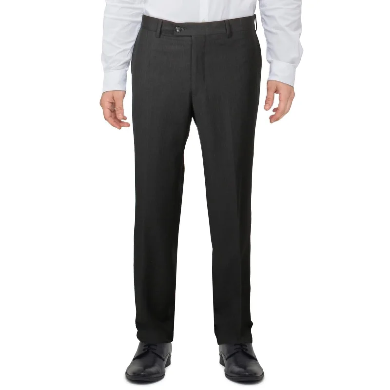 Men's pants fast drying-Mens Wool Plain Hem Dress Pants