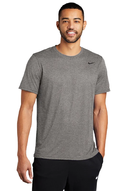 stylish casual short sleeve t-shirts -Nike Mens Team rLegend Dri-Fit Moisture Wicking Short Sleeve Crewneck T-Shirt - Heather Carbon Grey