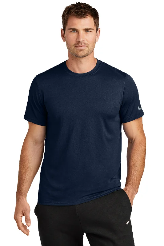 men’s casual short sleeve polo shirts -Nike Mens rLegend Dri-Fit Moisture Wicking Short Sleeve Crewneck T-Shirt - College Navy Blue