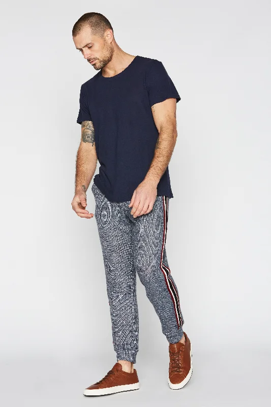 Men's pants with trim design-Men's Soft Knit Melange Stripe Side Pant