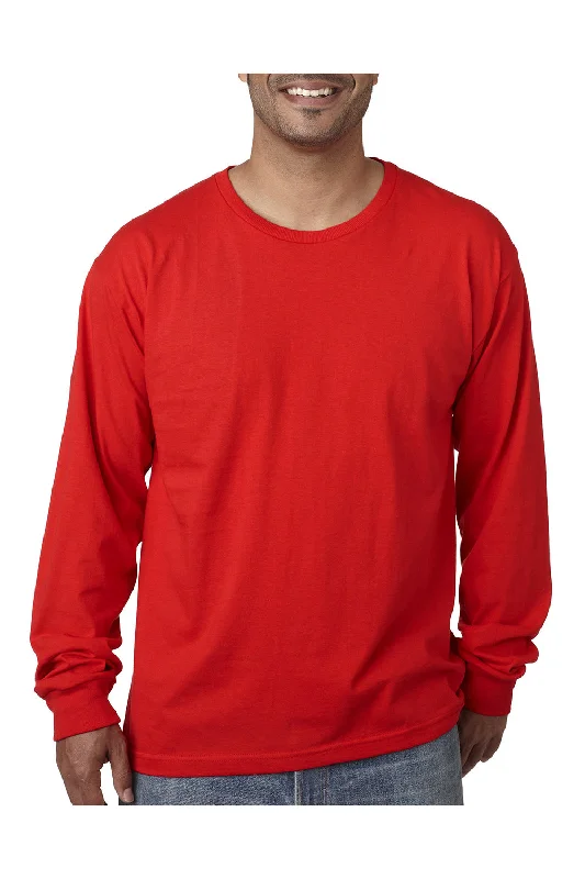 men’s relaxed fit summer short sleeve shirts -Bayside Mens USA Made Long Sleeve Crewneck T-Shirt - Red