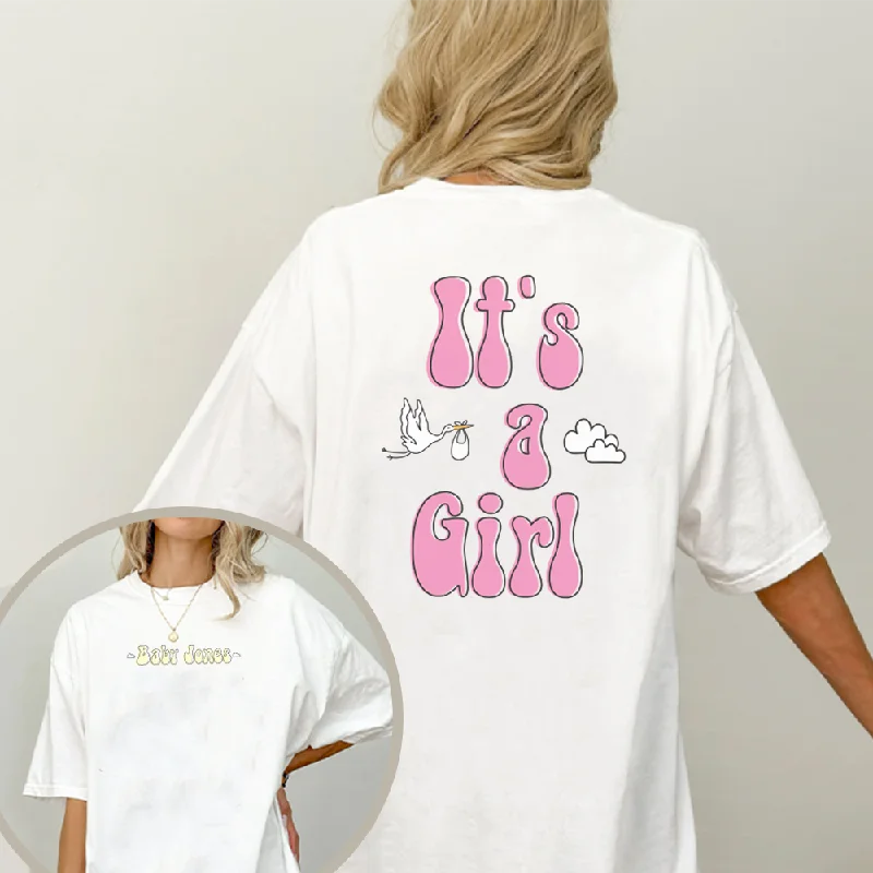 men’s short sleeve shirts with trendy designs -Personalised Baby Announcement Turn Around White Oversized T-Shirt