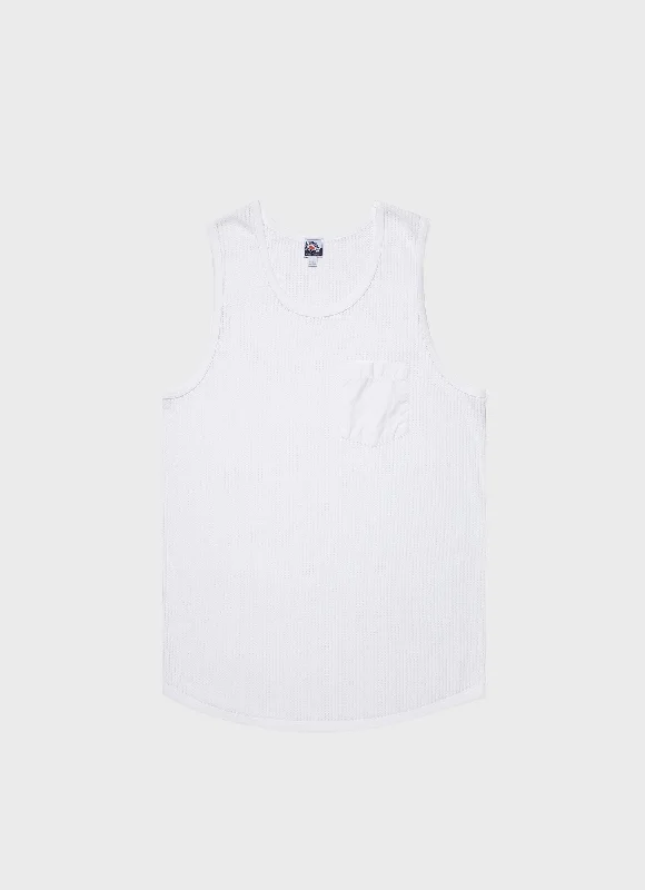 men’s short sleeve shirts for spring and summer -Men's Sunspel x Nigel Cabourn Mesh Vest in White