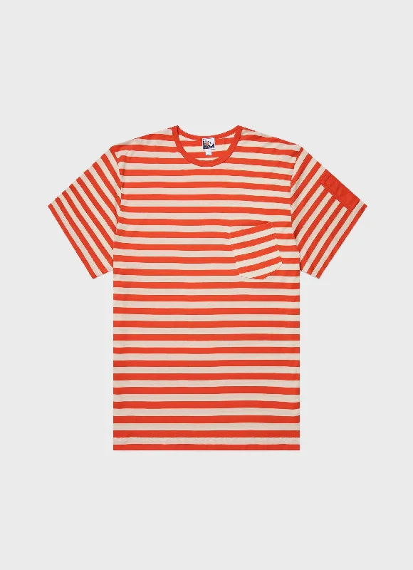 men’s short sleeve shirts with cool designs -Men's Sunspel x Nigel Cabourn T-shirt in Orange/Stone White