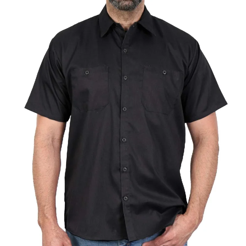 lightweight short sleeve polo shirts for men -Hot Leathers GMM1009 Men's Mechanic Black Button Up Heavy-Duty Work Shirt for | Classic Mechanic Work Shirt