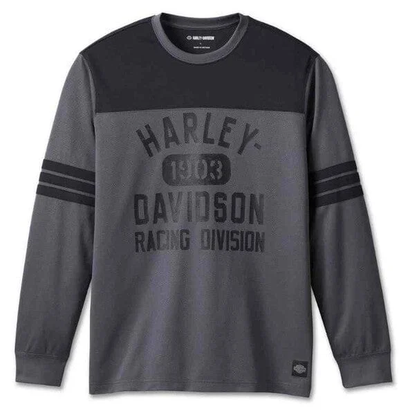 stylish short sleeve shirts for work -Harley-Davidson Men's Racing Jersey Long Sleeve Shirt - Black, 96544-23VM