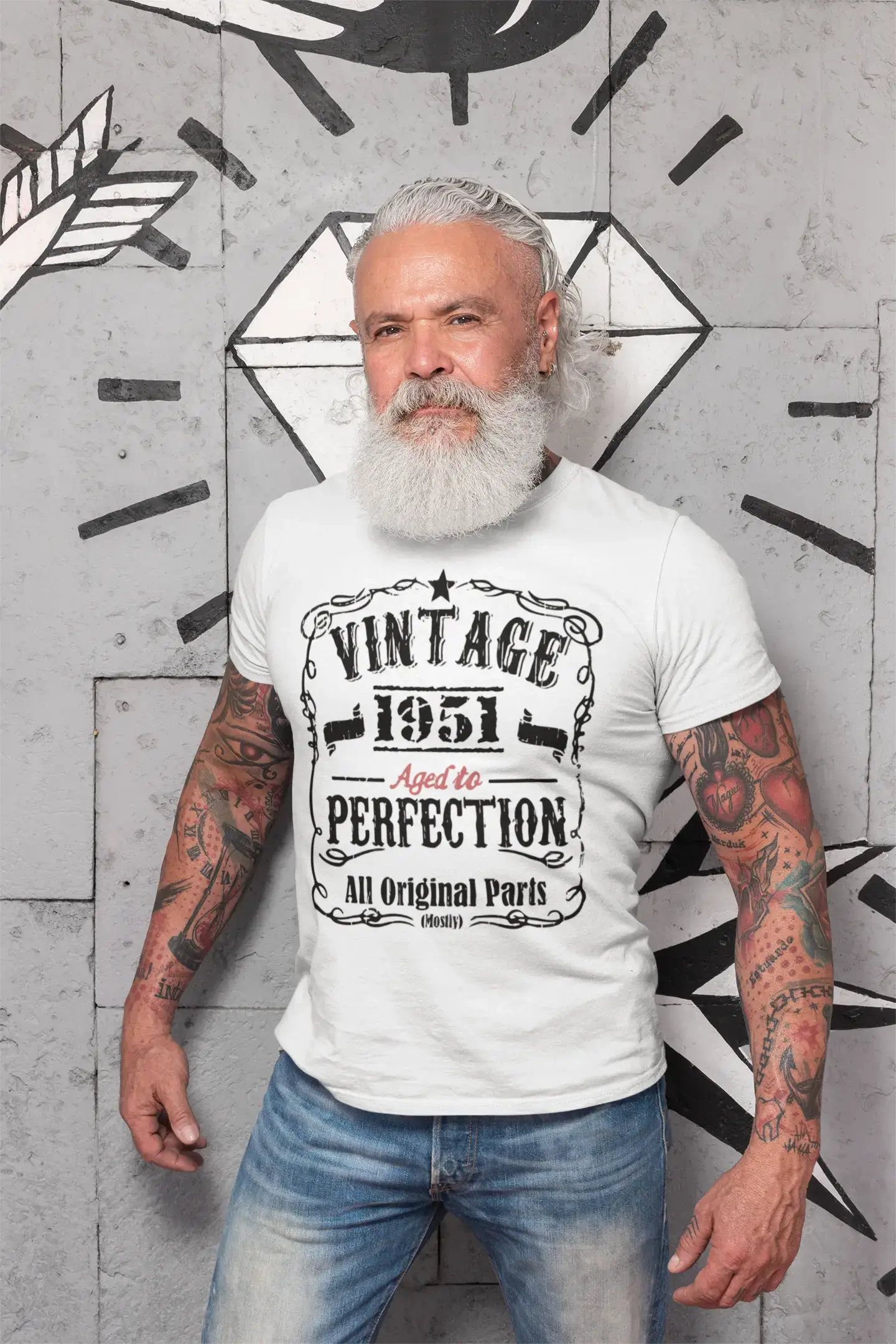 fashionable short sleeve t-shirts for men -1951 Vintage Aged to Perfection Men's T-shirt White Birthday Gift 00488