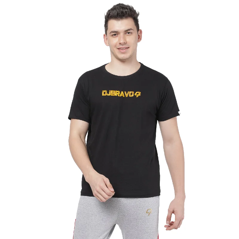 men’s casual printed short sleeve shirts -djbravo47 Men's Black - Premium Silicone Logo Printed T-shirt