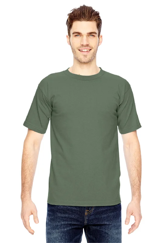 men’s soft fabric short sleeve shirts -Bayside Mens USA Made Short Sleeve Crewneck T-Shirt - Army Green