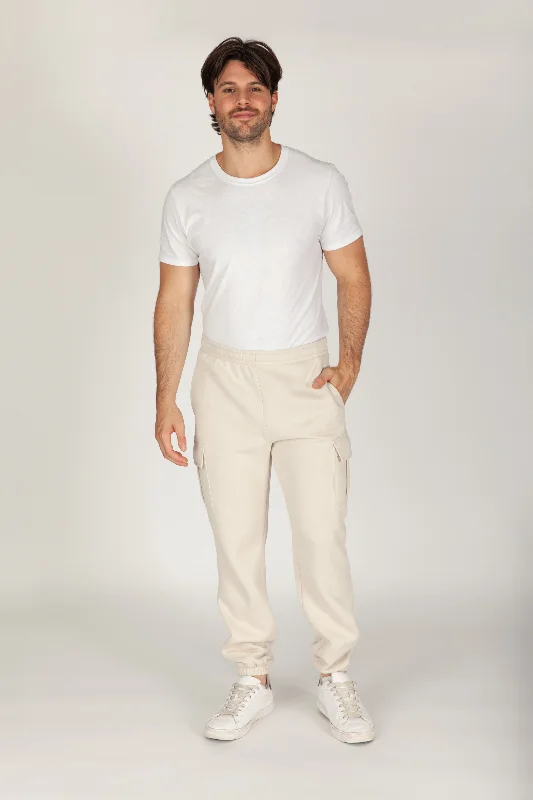 Men's pants for boardrooms-Men's Nova cargo joggers in bone