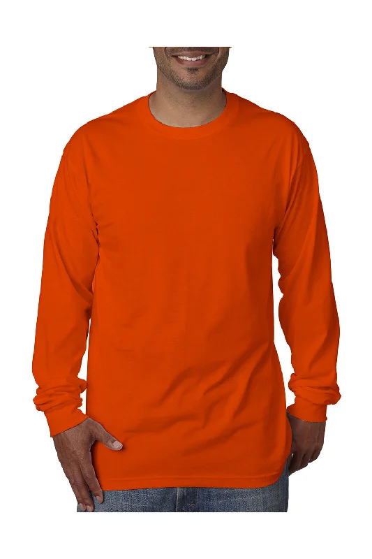 versatile summer short sleeve t-shirts for men -Bayside Mens USA Made Long Sleeve Crewneck T-Shirt - Bright Orange