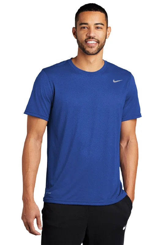 trendy casual short sleeve t-shirts for men -Nike Mens Team rLegend Dri-Fit Moisture Wicking Short Sleeve Crewneck T-Shirt - Game Royal Blue