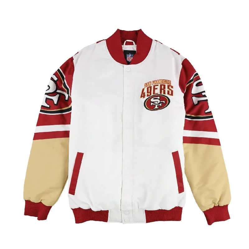 Men's varsity jackets-G-III Sports Mens San Francisco 49ERS Varsity Jacket, White, Large