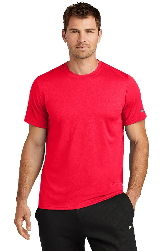 comfortable casual short sleeve shirts for men -Nike Mens rLegend Dri-Fit Moisture Wicking Short Sleeve Crewneck T-Shirt - University Red