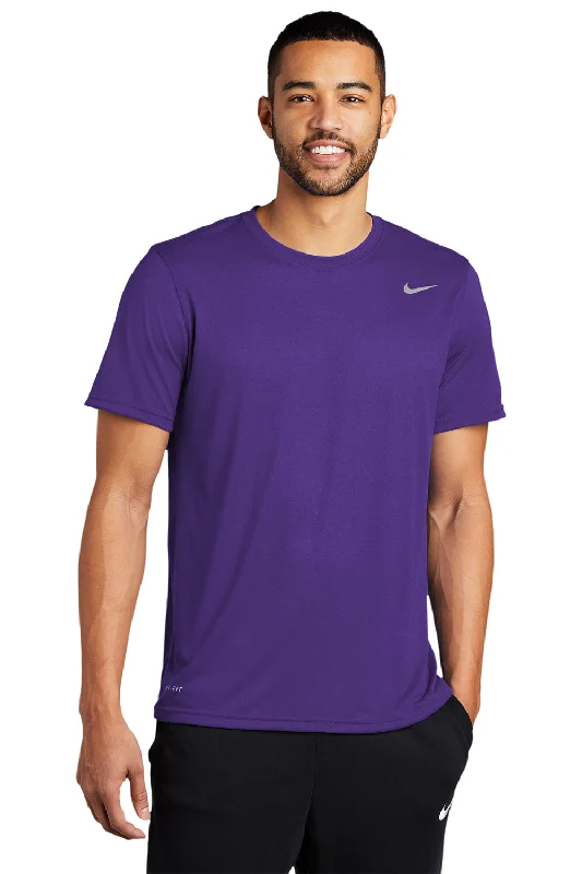 men’s classic cotton short sleeve t-shirts -Nike Mens Team rLegend Dri-Fit Moisture Wicking Short Sleeve Crewneck T-Shirt - Court Purple