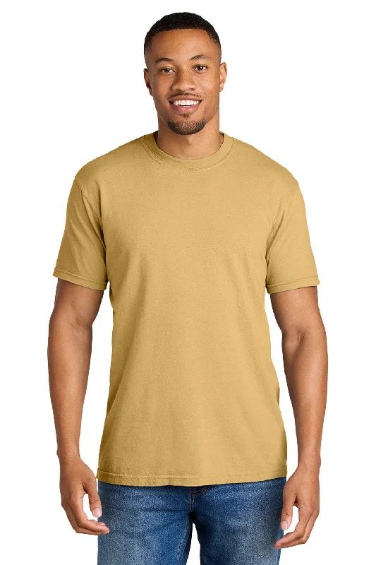 trendy men’s short sleeve shirts for vacation -Comfort Colors Mens Short Sleeve Crewneck T-Shirt - Mustard Yellow