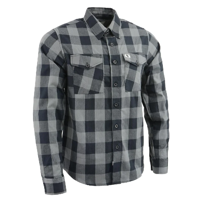 stylish short sleeve shirts for office wear -Milwaukee Leather Men's Flannel Plaid Shirt Black and Grey Long Sleeve Cotton Button Down Shirt MNG11630