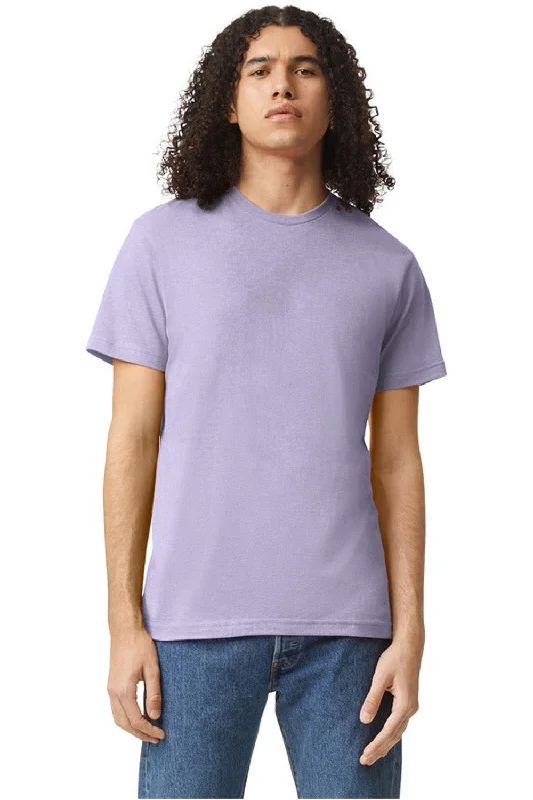 comfortable men’s short sleeve shirts for vacation -American Apparel Mens CVC Short Sleeve Crewneck T-Shirt - Heather Lilac Purple