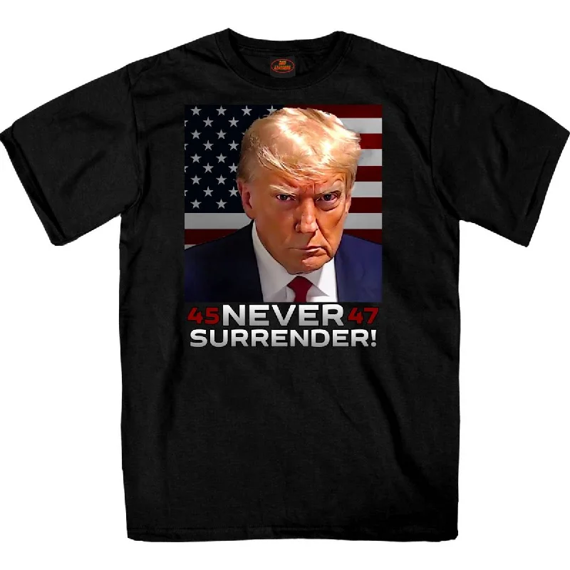 versatile and comfortable short sleeve t-shirts -Hot Leathers GMS155 Black Never Surrender Trump T-Shirt