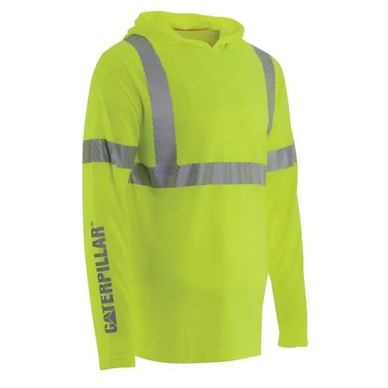 Men's pants for trail design-Men's ANSI Hi-Vis UPF Hooded Long Sleeve T-Shirt - HiVis Yellow