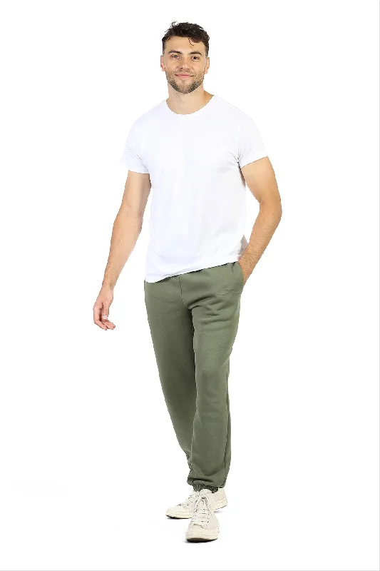 Men's pants with neat cuffs-Men’s Premium Fleece Sweatpants in Olive