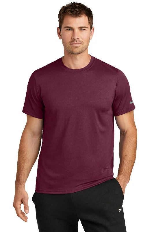 high-quality short sleeve t-shirts for men -Nike Mens rLegend Dri-Fit Moisture Wicking Short Sleeve Crewneck T-Shirt - Deep Maroon