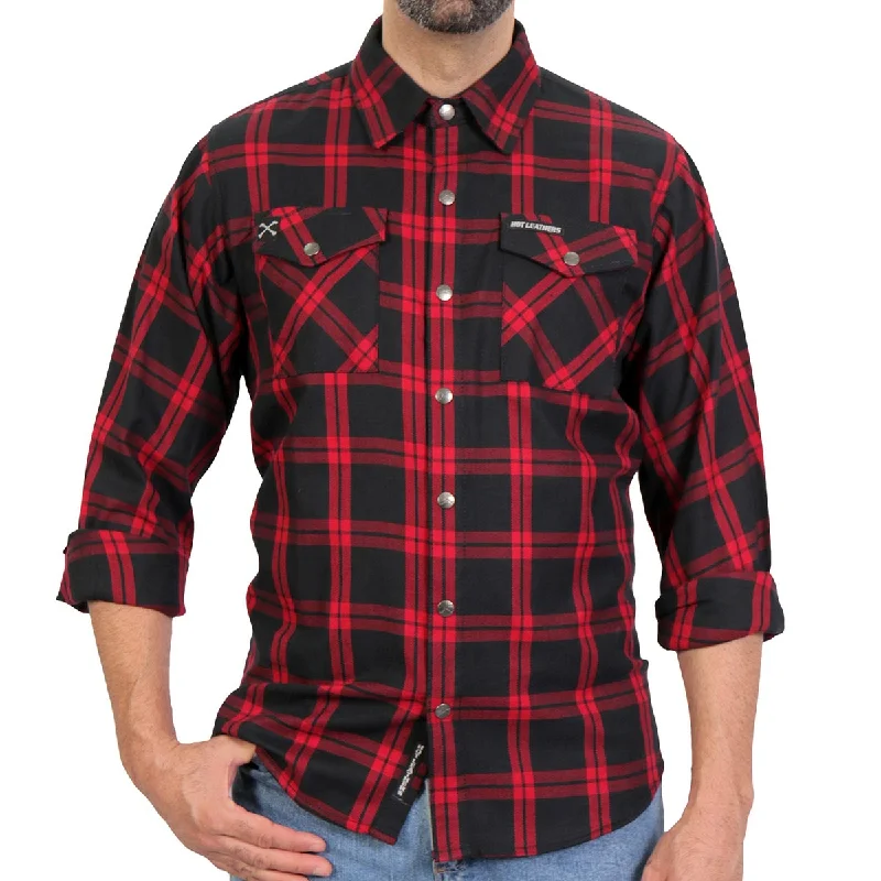 trendy short sleeve t-shirts for casual events -Hot Leathers FLM3001 Men's Red and Black Long Sleeve Flannel Shirt