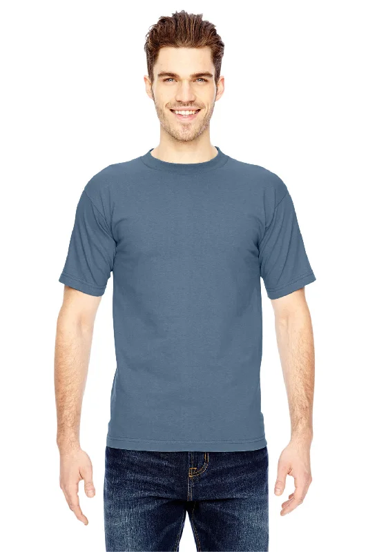 stylish short sleeve shirts for office wear -Bayside Mens USA Made Short Sleeve Crewneck T-Shirt - Denim Blue