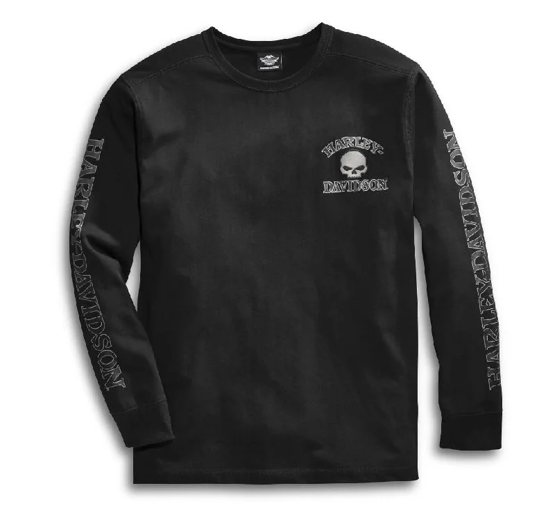 men’s short sleeve shirts with cool designs -Harley-Davidson® Men's Skull Long Sleeve Tee - Black - 99091-14VM