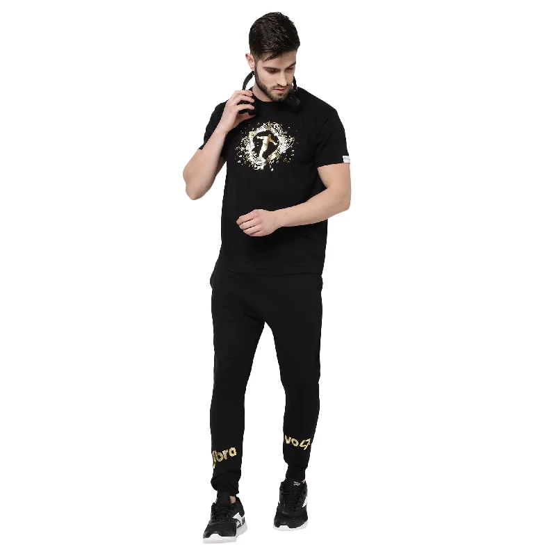 men’s short sleeve shirts for vacation wear -djbravo47 Men's Black - Music Gold Foiled T-shirt