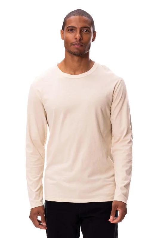 versatile men’s short sleeve shirts for daily wear -Threadfast Apparel Mens Ultimate Long Sleeve Crewneck T-Shirt - Sand