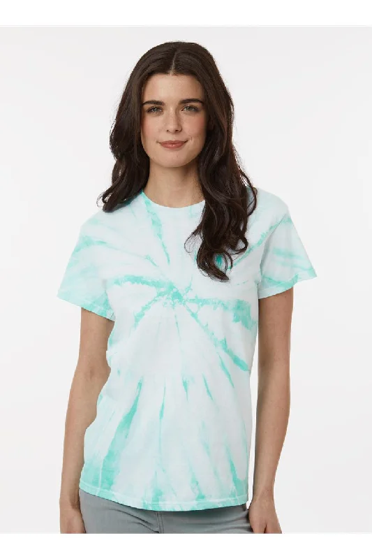 comfortable men’s short sleeve polo shirts -Tie-Dye Mens Short Sleeve Crewneck T-Shirt - Mint