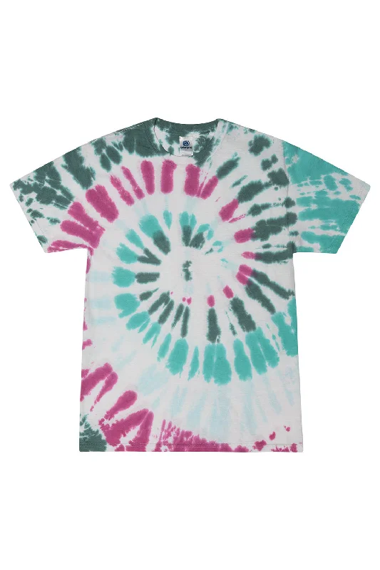 men’s relaxed fit summer short sleeve shirts -Tie-Dye Mens Short Sleeve Crewneck T-Shirt - Everglades