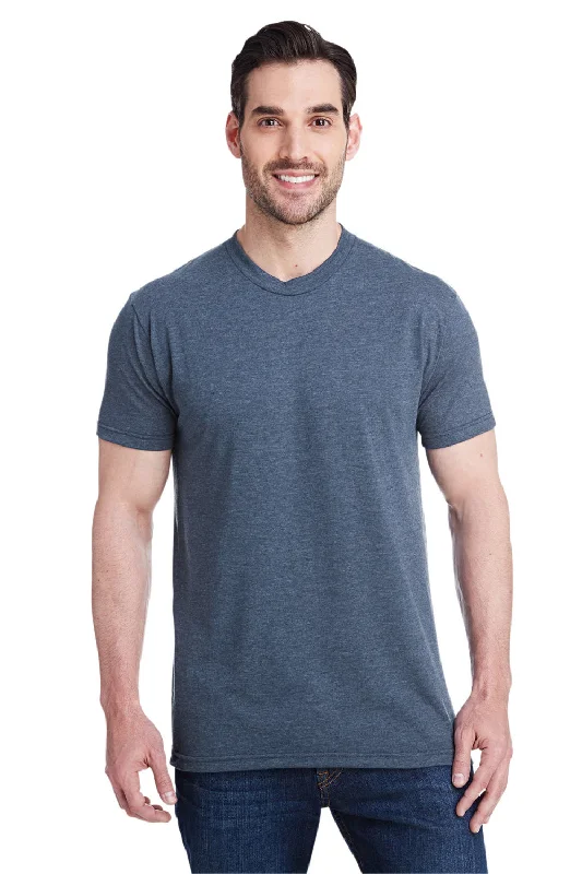 casual fit short sleeve shirts for men -Bayside Mens USA Made Short Sleeve Crewneck T-Shirt - Steel Blue