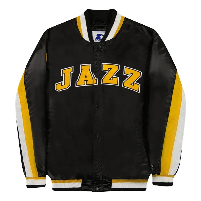 Men's classic jackets-Starter Mens Utah Jazz Varsity Jacket