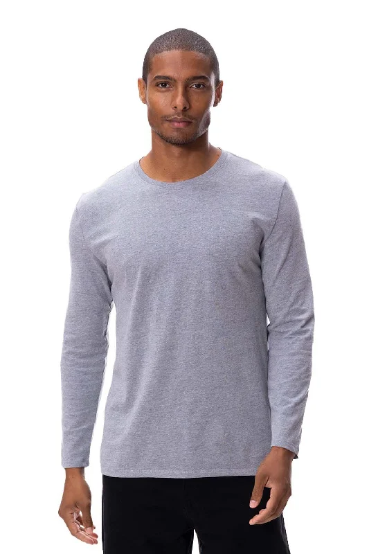 short sleeve t-shirts for summer travel -Threadfast Apparel Mens Ultimate Long Sleeve Crewneck T-Shirt - Heather Grey