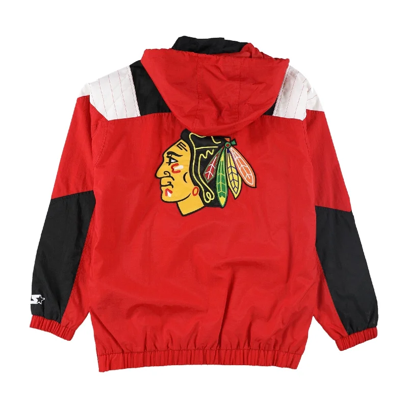 Men's car jackets-STARTER Mens Chicago Blackhawks Windbreaker Jacket, Red, Large (Regular)