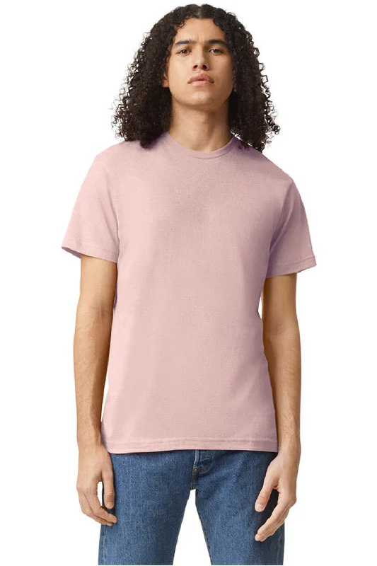 casual yet stylish short sleeve t-shirts for men -American Apparel Mens CVC Short Sleeve Crewneck T-Shirt - Heather Blush Pink