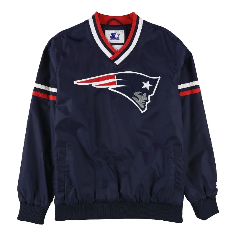 Men's fleece-lined jackets-STARTER Mens New England Patriots Windbreaker Jacket, Blue, Large (Regular)