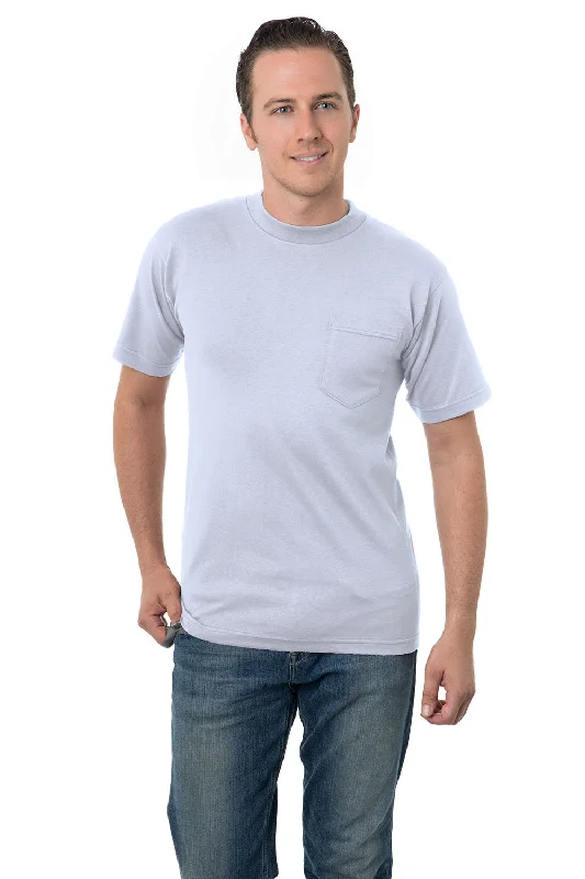 men’s soft short sleeve shirts for warm weather -Bayside Mens USA Made Short Sleeve Crewneck T-Shirt w/ Pocket - Ash Grey