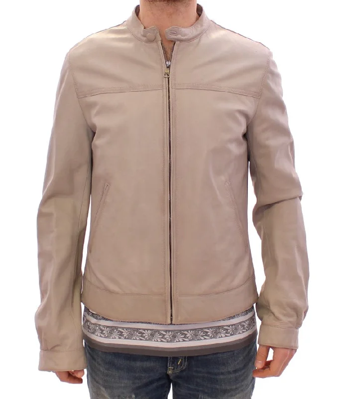 Men's fleece jackets-Dolce & Gabbana Elegant  Leather Lambskin Men's Jacket