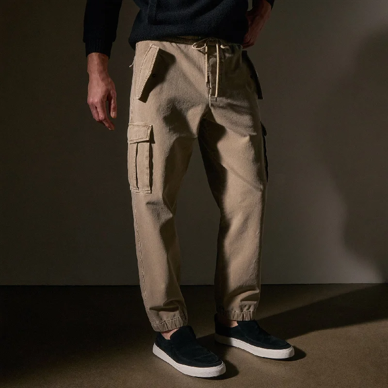 Men's pants with calm vibe-Woven Terry Cargo Pant - Overcast Pigment