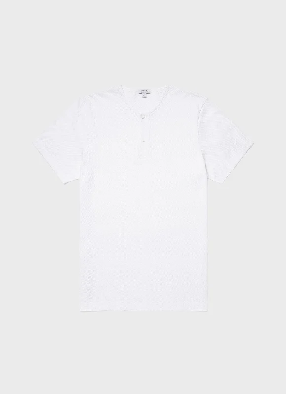 comfortable short sleeve shirts for summer -Men's Riviera Henley in White