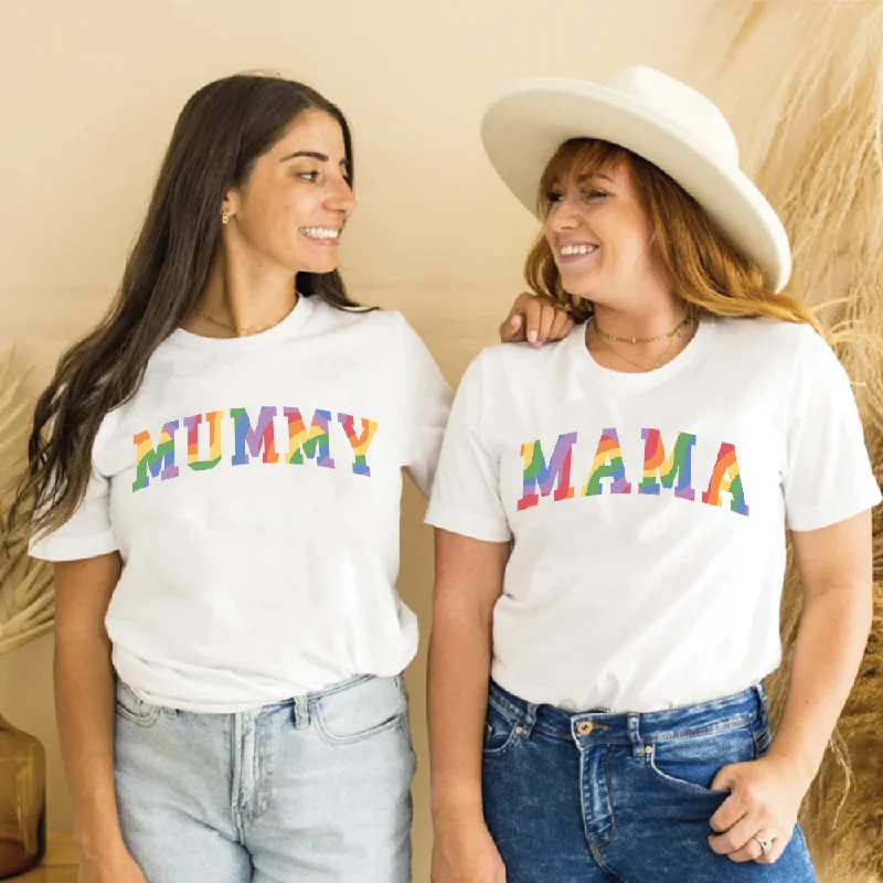 trendy short sleeve t-shirts for casual events -Pride Mummy & Mama Matching White T-Shirts