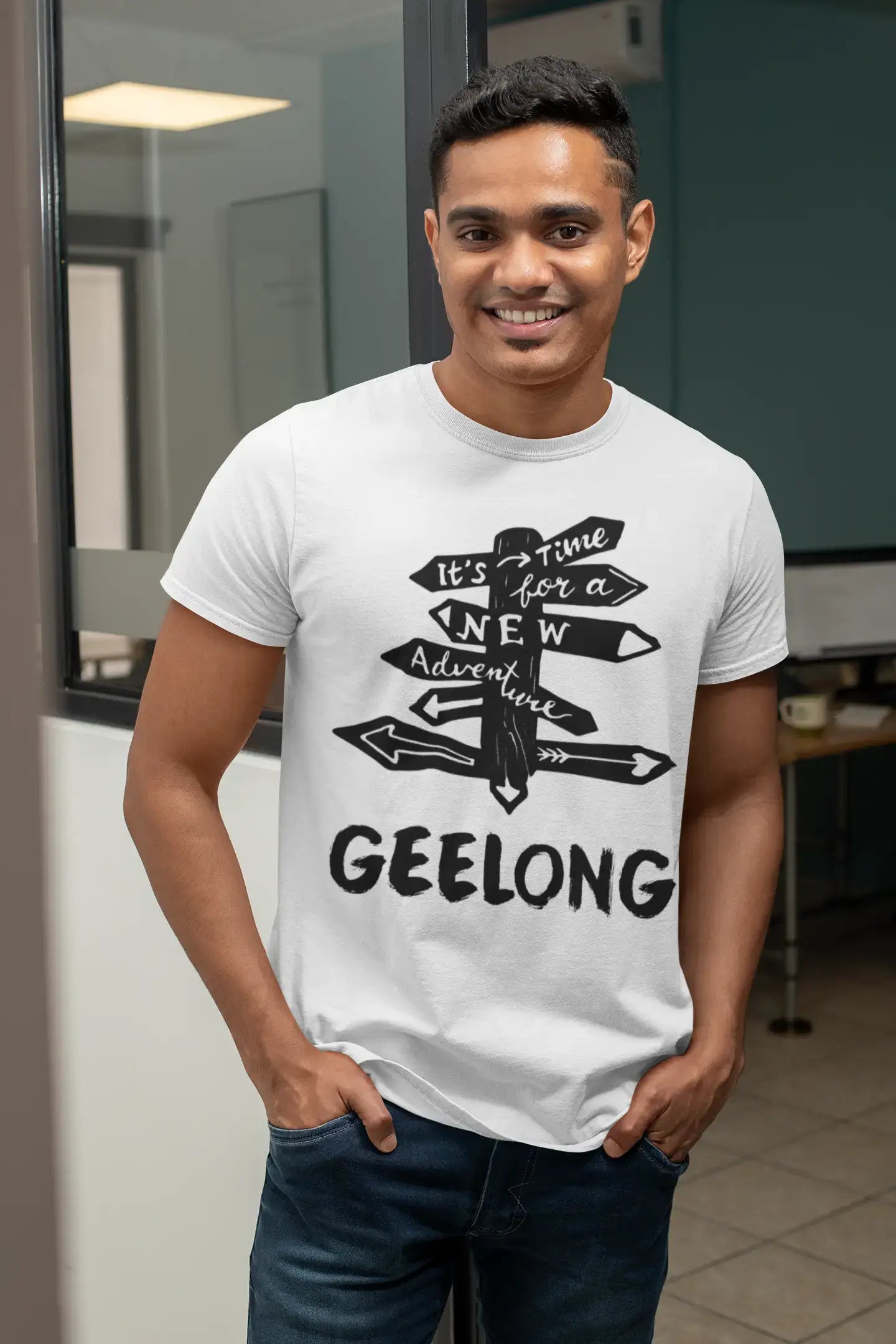 short sleeve t-shirts for summer travel -Men's Vintage Tee Shirt Graphic T shirt Time For New Advantures Geelong White