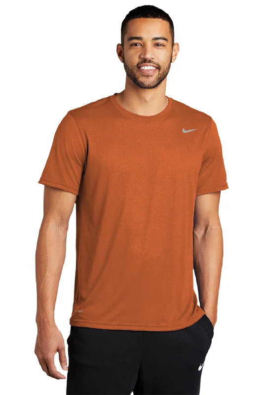 men’s short sleeve shirts with patterns -Nike Mens Team rLegend Dri-Fit Moisture Wicking Short Sleeve Crewneck T-Shirt - Desert Orange