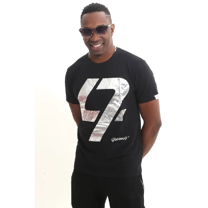 stylish slim fit short sleeve t-shirts -djbravo47 Men's Black - 47 Silver Foiled T-shirt